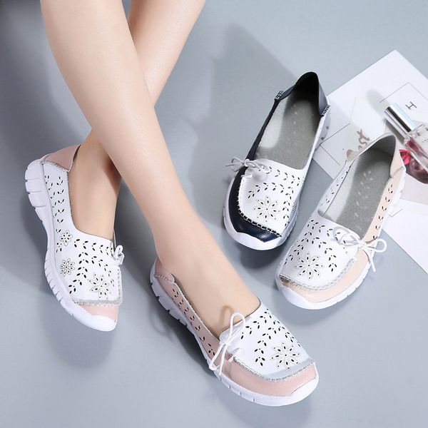 

fashion women flats shoes genuine leather summer shoes woman slip-on ballerina flats mother boat moccasins ballet, Black