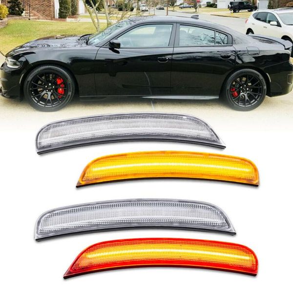 

clear lens led side marker lamp for 15-up dodge charger front&rear amber&red 4pc