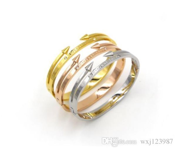 

europe and the united states new eternal love letters english double-pointed double arrow bracelet titanium steel buckle bracelet, Black