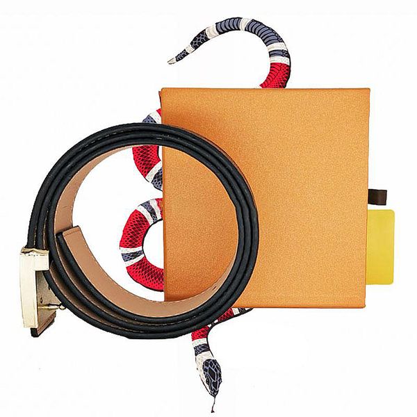 

fashion trend retro ladies belt classic business casual men's belt new jeans big gold buckle leather belt gift box 3.8 cm, Black;brown