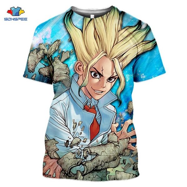 

popular boys girls dr.stone summer dr stone f66 3d print shirts anime plus size funny men clothing