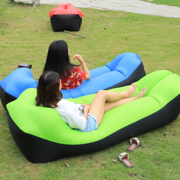 

2020 fast inflatable sofa lazy bag sleeping bag 240*70cm camping portable air banana sofa beach bed air hammock nylon