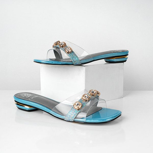 

blue silver women slippers summer open toe low heels slipper casual femal beach outdoor sandals shoes mjue, Black