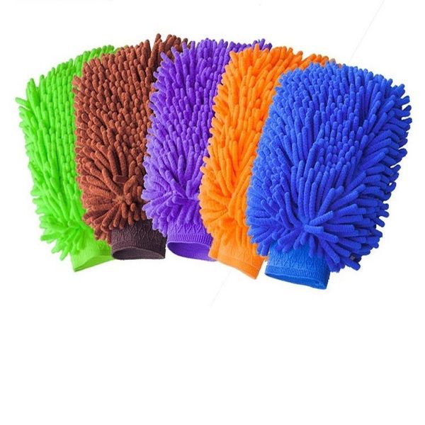 

2019 hpsi wholesale soft microfiber chenille mitt car wash glove, Blue;gray