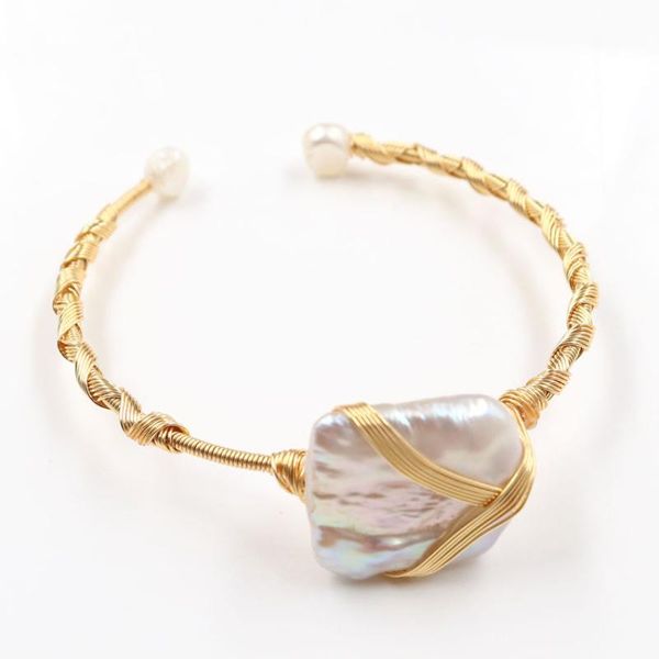 

xinshangmie trendy handmake weave bohemian bracelet freshwater baroque pearl for women fashion jewelry, Black