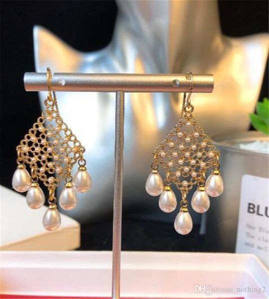 

european jewelry earrings 18k gold simple charm dangle pearl earrings women's wedding dangle gold earrings, Silver