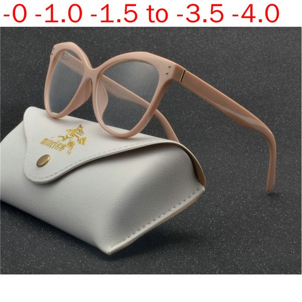 

blue light blocking myopia glasses finished women big frame cat optical prescription eyeglasses men 0 -0.5 -1.0 -1.5 to -6.0 nx, Silver