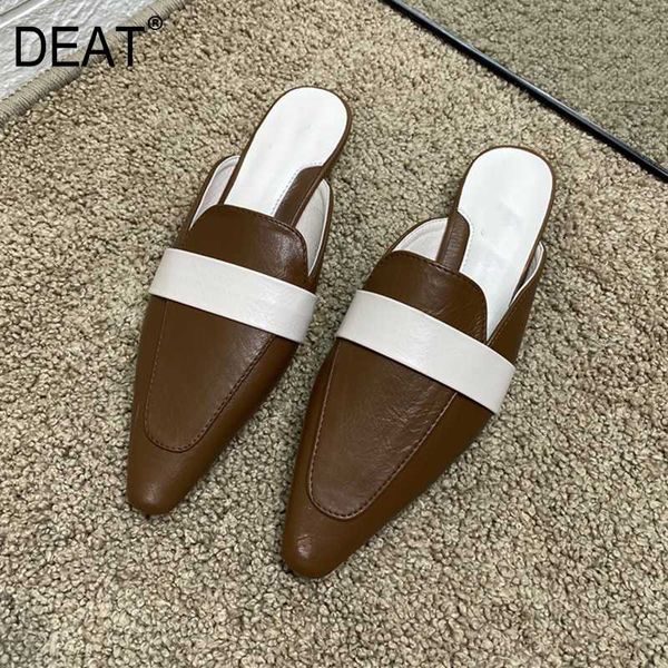 

deat] 2020 new spring summer square toe shallow hit colors pu leather simple flat slippers women shoes fashion tide 10i291, Black