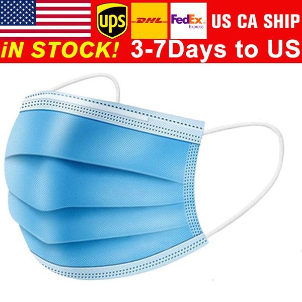 

In Stock Disposable Non-Woven White Face Mask DHL Free shipping 3-7 days to US Blue Color Face Masks With Certificate one-item use 50 piece