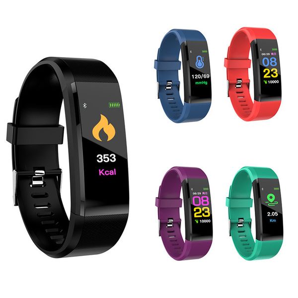 

id 115plus smart fitness bracelet tracker 115 plus colorful screen blood pressure heart rate monitor women watch