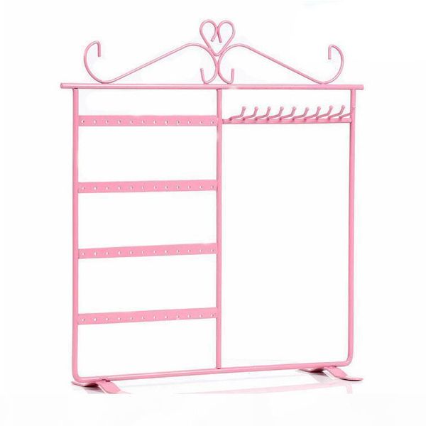 

iron 48 holes 10 hooks earrings necklace holder bracelet jewelry display stand pendant car accessories keychain storage rack, Black;white