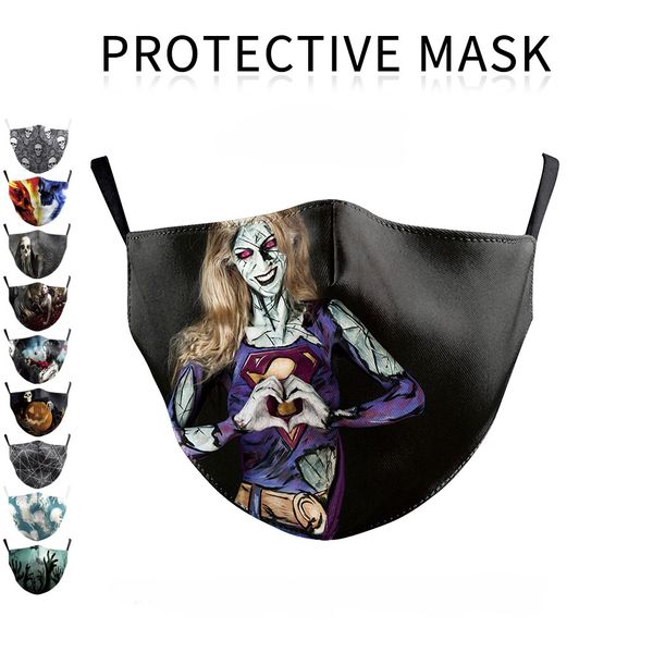 

хэллоуин череп защита цифровой печати 5-слойная синтетический фильтр пыленепроницаемого анти-мутность маски моющихся мод маска для лица своб