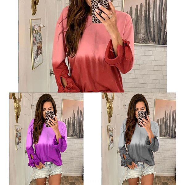 

2020 women's new gradually loose casual long sleeve lace up printed sweater sweater for women 4brcf, Black