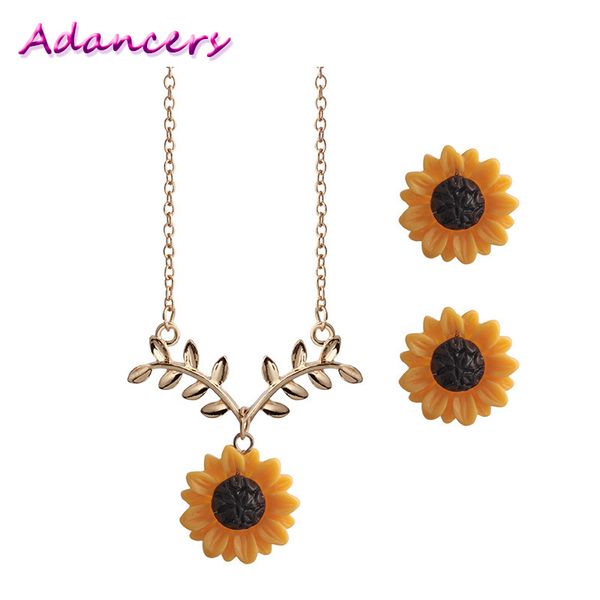 

ladies necklace sunflower set gift simple fashion sunflower necklace jewelry, Silver