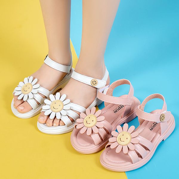 

summer girls sandals sweet flowers toddler baby girl shoes cute breathable white pink kids princess sandalias beach size 26-36, Black;red