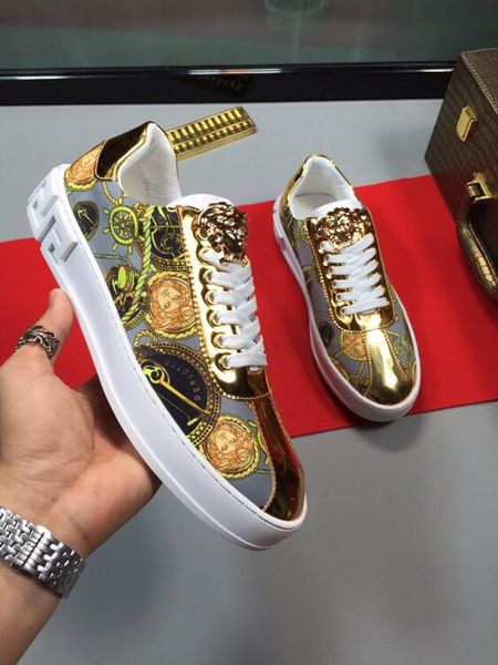 

2021q trend men 's printed letter sneakers ,casual and comfortable catwalk shoes ,fashion low -shoes ,original box packaging :38, Black