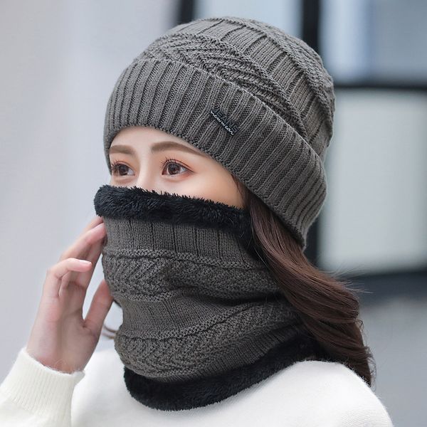 

scarves and hats winter fashion versatile with warm down women's hats, outdoor sweet lovely knit woollen hats, Blue;gray