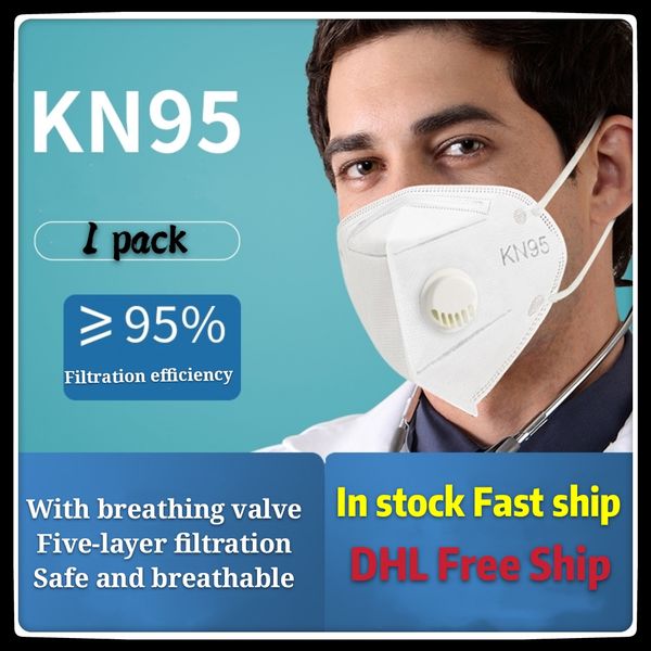 

kn95 mask 5 layers 95% filter protection designer mask with respirator valve mask can be exported to the United States