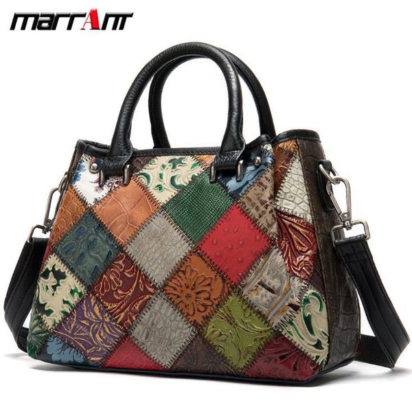 

Europe and the United States trend fashion ladies Messenger bag personality trend leather stitching bag embossed ladies handbag new shoulder
