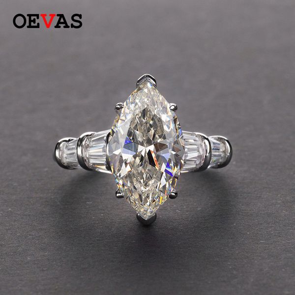 

oevas solid 925 sterling silver sparkling 8*14mm high carbon diamond sapphire z created moissanite engagement fine jewelry, Golden;silver