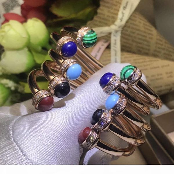 

red black white green stone czdiamond cuff bracelet bangle designer 18k rose gold plated party jewelry for women