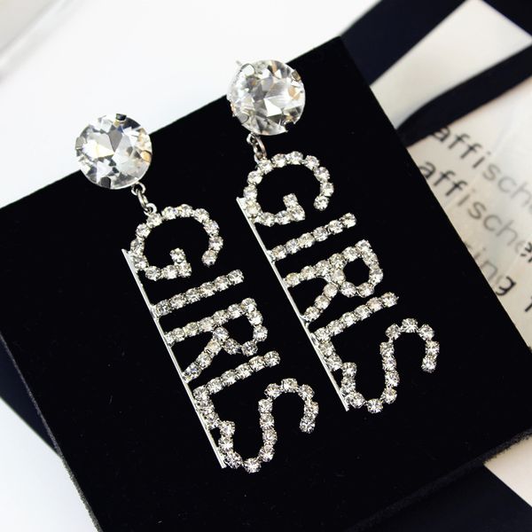 

s1689 fashion jewelry s925 silver post earrings rhinstone girls letters earrings