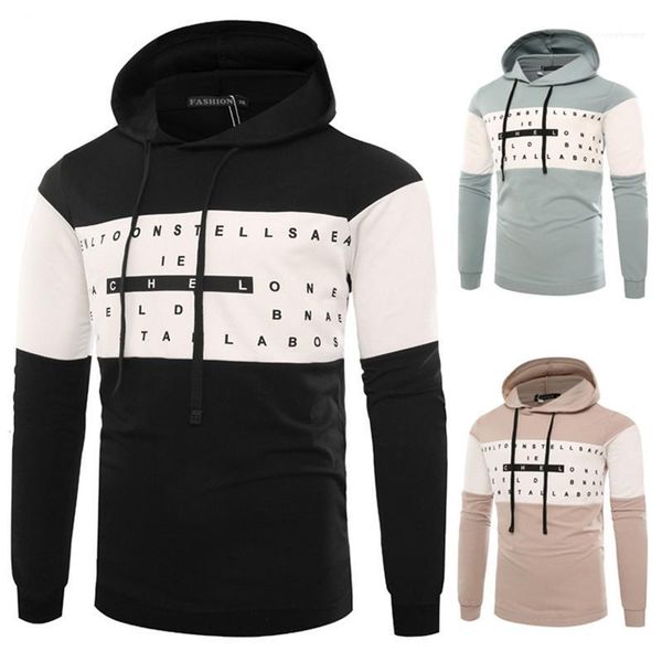 

letter print panelled mens designer hoodies fashion slim contrast color panelled mens hoodies casual males clothing, Black