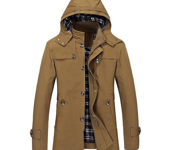 

men's autumn jacket long section korean hooded jacket winter coat youth slim handsome casual streetwear windbreaker, Black;brown