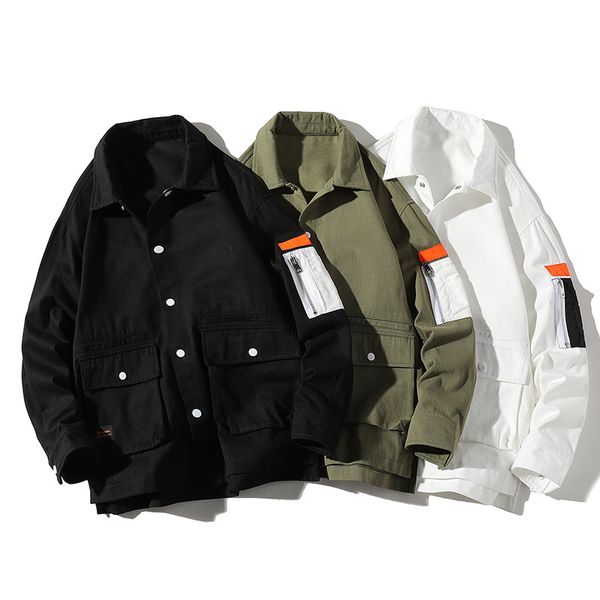 

men jackets men's casual fashion new jacket trend letter printing army style pocket jackets male wind breaker fleece men, Black;brown