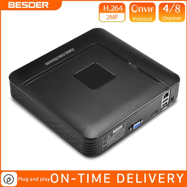 

besder plastic case small nvr full hd 1080p 4 channel 8 channel security network video recorder onvif for 1080p ip camera, Black;white