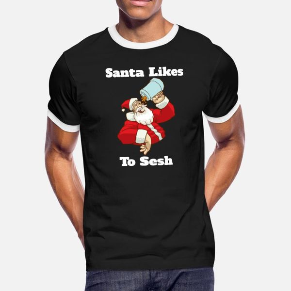 

santa likes to sesh t shirt men personalized cotton crew neck fit new style summer style standard shirt
