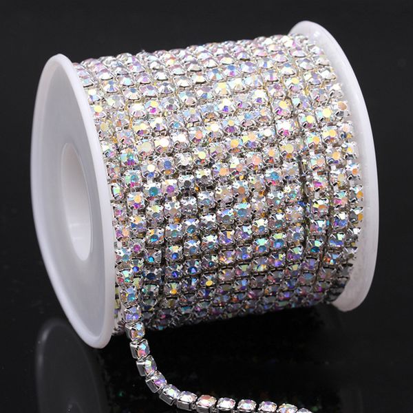 

10yard diy jewelry rhinestone chain bright clothing white ab copper claw wedding