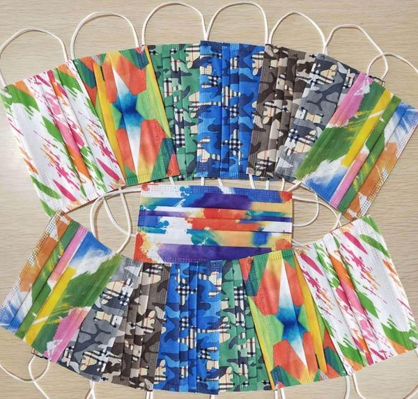 

layer designer mask camo mask fashion three blue printing red disposable face with black protection facemask face meltblown kpnuj