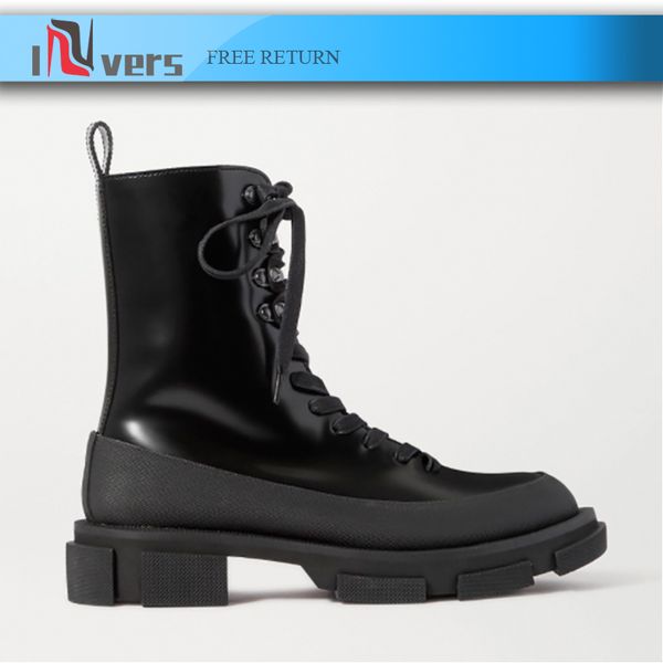 

2020 new designer chunky motocycle boots for women metal decoration lace-up platform boots mid-calf goth, Black