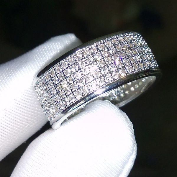 

250pcs jewelry diamonique simulated diamond white full z 10kt white gold filled diamond cz women wedding band finger ring gift sz 5-11, Silver