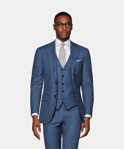 

fashion blue groom tuxedos notch lapel groomsman wedding tuxedos men prom jacket blazer 3 piece suit(jacket+pants+tie+vest) 21, Black;gray