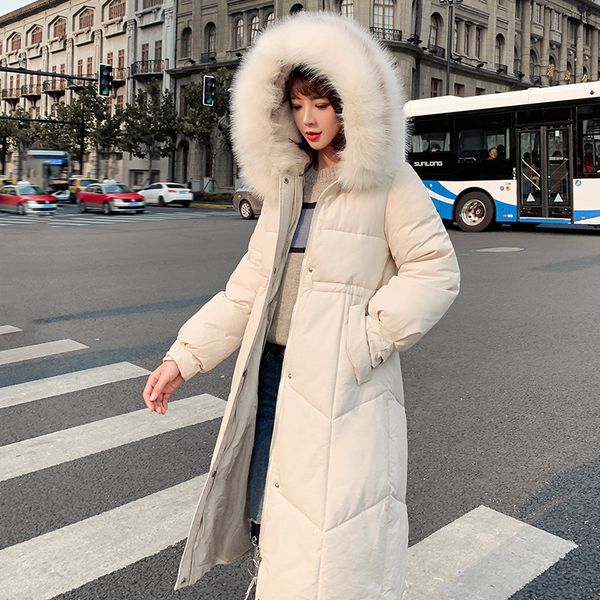 

women's down & parkas 2021 style ladies winter women cotton padded jacket slim loose thick warm coat with fit big fur collar, Black