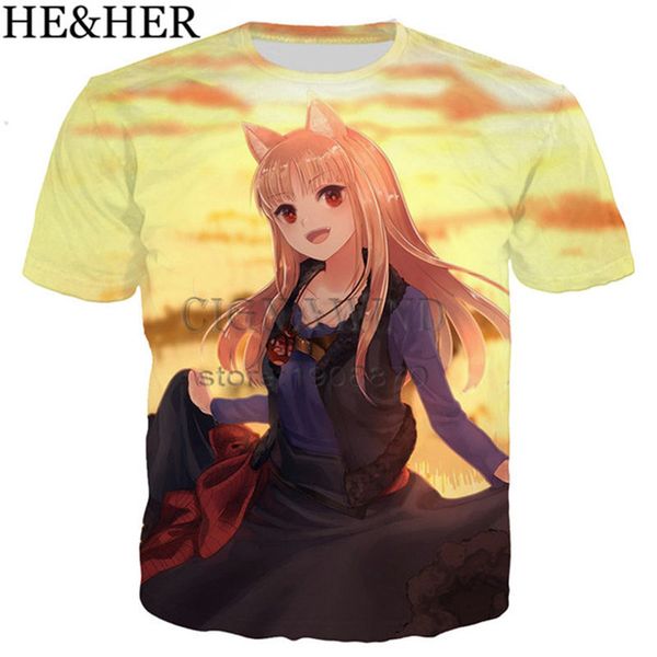 

new anime spice and wolf cute girl favorite 3d print shirts kawaii humor funny men clothing
