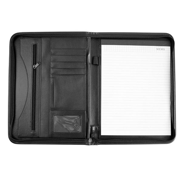 

pu leather space saving zipper closure a4 file folder school large capacity home