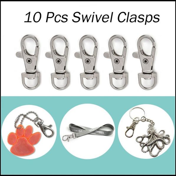 

10pcs/lot d ring swivel lobster clasp keychain alloy metal clasps hooks handbag straps accessories diy jewelry making