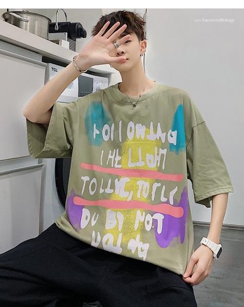 

короткие рукава письмо печатных тройники тинейджеров designer summer tops причинная мужская одежда сыпучие мужские футболки шеи экипажа, White;black