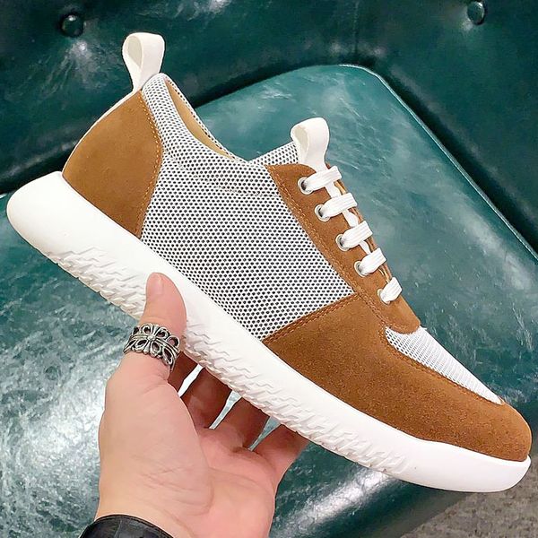 

highquality sneakers mens thicksoled shoes, white technical mesh and calf leather thick white rubber highheeled sneakers, running shoes qas, Black