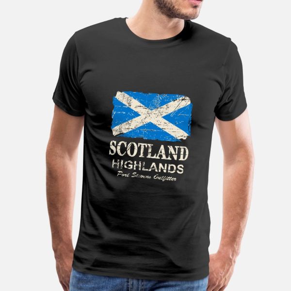 

scotland flag vintage look t shirt men character 100% cotton o neck fit graphic new style summer pictures shirt