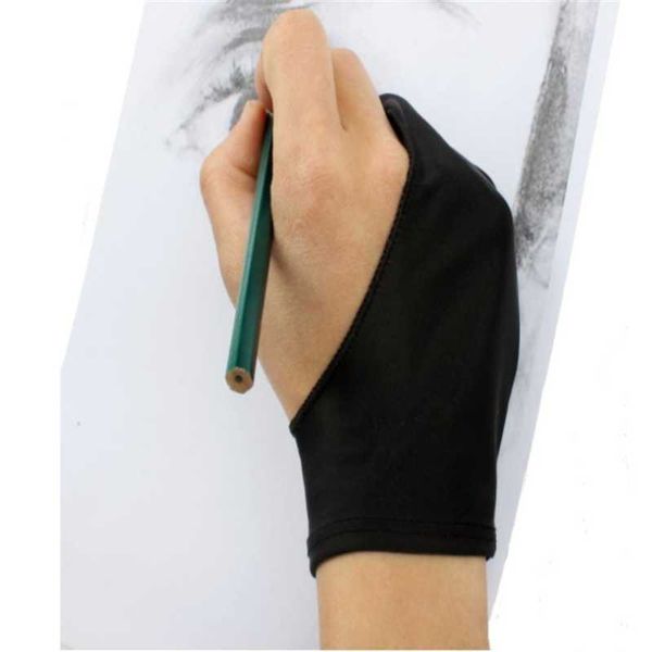 

black 2 finger anti-fouling glove,both for right and left hand artist drawing for any graphics drawing tablet, Black;red