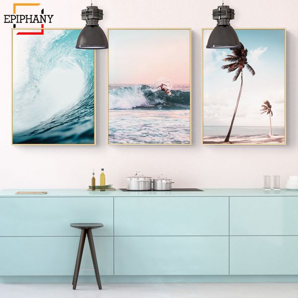 

paintings gallery wall art aerial beach ocean wave palm tree print surf posters and prints nordic home decor pictures for living room