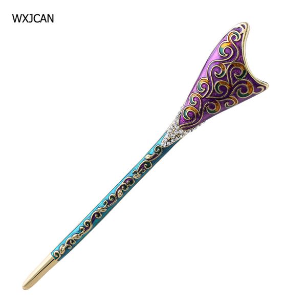 

wxjcan 5 styles vintage enamel hair sticks cloisonne process head jewelry bridal hair ornaments haar accessoires bruid h1044, Golden;silver