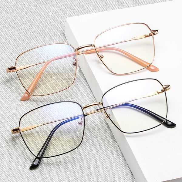 

2020 new fashion glasses frame metal box flat mirror trend can be equipped with myopia glasses business frame, Black