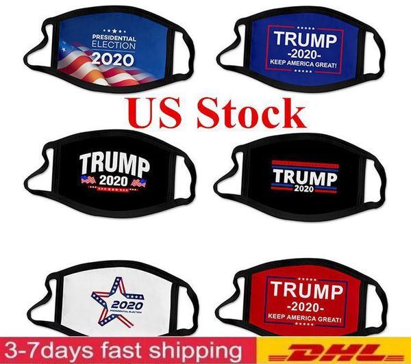 

DHL Ship 2020 Election Trump Designer Masks Luxury Reusable Washable Cotton Cloth Fashion Mouth Face Mask Unisex 17 Styles US Stock