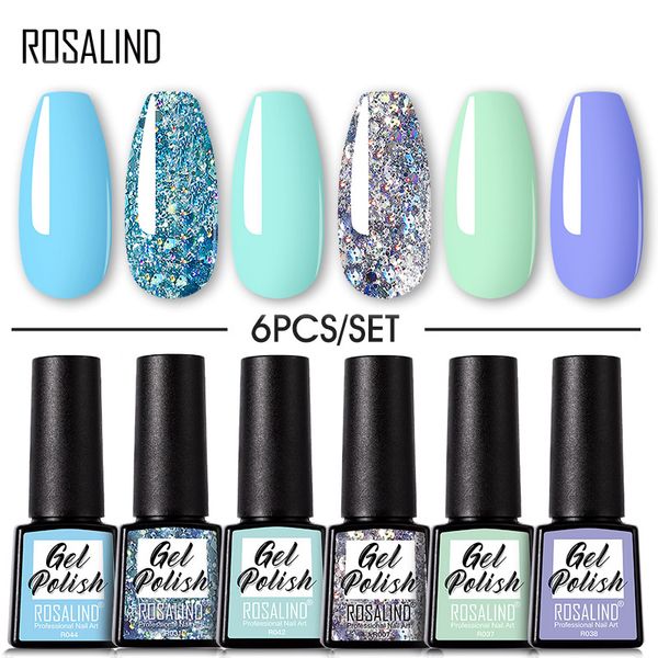 

nail art kits rosalind gel polish set 6pcs soak off uv varnishes hybrydowe for manicure need cured base coat kit