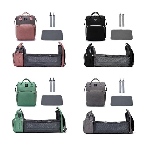 

2 in 1 fashion diaper bag multifunctional folding baby mommy travel shop backpack portable crib nappy organization bag